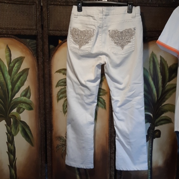 Reba Denim - Reba Jean's creme bling ankle jeans
